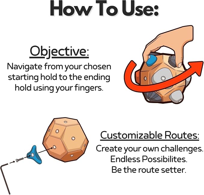 Handcrafted Boulder Block - Build Strength and Precision, Climbing Training Ball with 3D Rock Holds for Indoor and Outdoor Training, Put the Climbing Gym in Your Pocket!