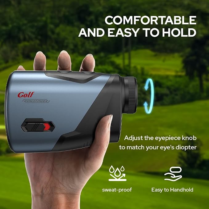 Golf Rangefinder with Slope and Pin Flagpole Lock Vibration, 1200 Yards Range Finder, External Slope Switch, Golf Tournament Legal, Rechargeable Battery, Magnetic Stripe, 6X Magnification-Blue