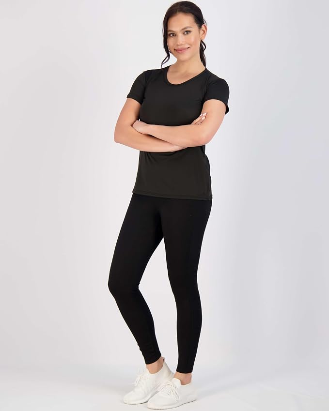 Real Essentials 5 Pack: Women's Short Sleeve T-Shirts Workout Tops Fitness Pilates Gym Activewear Athletic (Plus Available)