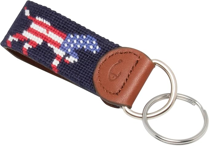 Leather Hand-Stitched Needlepoint Key Fob or Key Chain
