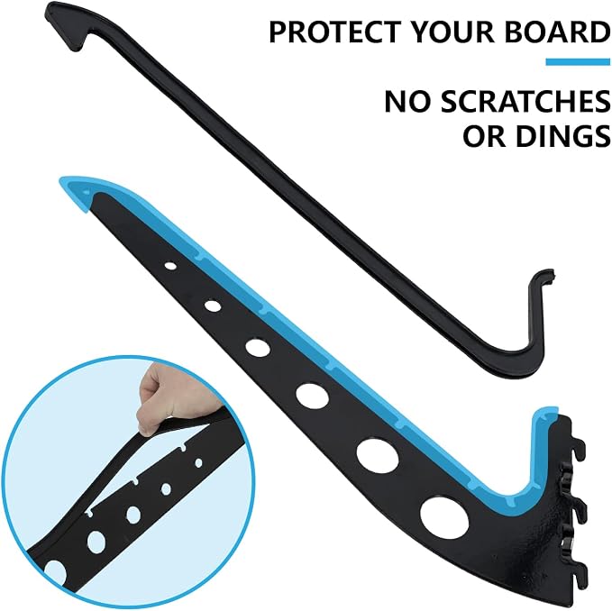 5 Board Surf Rack Wall Mount for Surfboard, Wakeboard, Snowboard Storage Adjustable Wall Hangers Boards Display, Black, Steel