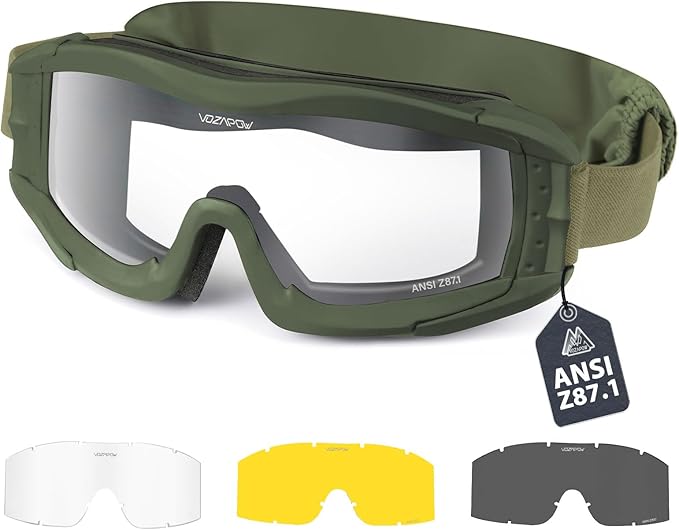 Airsoft Goggles Anti Fog with ANSI Z87.1 Certified, Safety Goggles Impact Resistant, Tactical Shooting Glasses