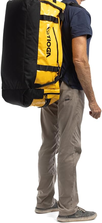 TIOGA Venture Outdoor Duffel Bag with Backpack Straps, Weather Resistant, Rugged Construction, Gear Hauling for Outdoor Adventures, Large / 70L, Yellow