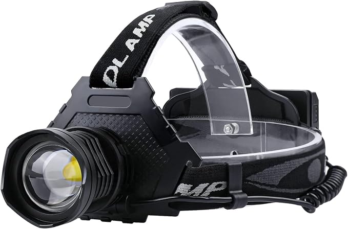 AMAKER LED Rechargeable Headlamp, High Lumens Super Bright with 5 Modes & IPX7 Level Waterproof USB Rechargeable Zoom Headlamp, 90° Adjustable for Outdoor Camping, Running, Cycling, Climbing