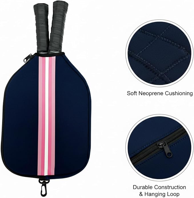 2-Pack Neoprene Racket Covers for Table Tennis & Badminton, Protective Storage Sleeves with Hanging Loop, Scratch-Resistant Paddle Cases