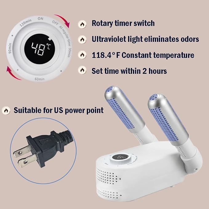 Boxing Glove Dryer, Boot & Shoe Dryer - Portable Foldable Drying Rack with Heat Blower & UV, Constant 118.4°F, 2-H Timer
