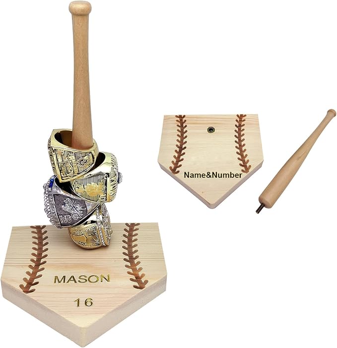 Championship Ring Display Case Baseball Ring Holder Accessories Softball Gifts League Trophy Sports Memorabilia Man Cave Decor Home Plate