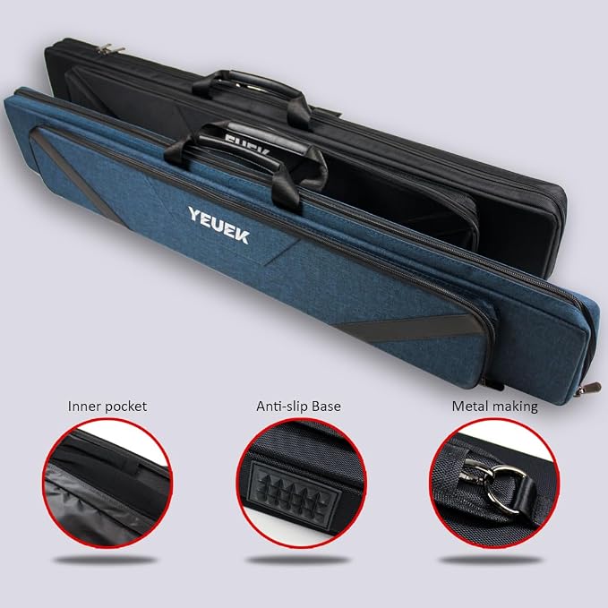 Pool Cue Case 3x4,Pool Stick Case 3 Sticks with Accessory Zipper Pockets,Cue Stick Case with Shoulder Strap Handle,Billiard Pool Cue Carrying Case with Large Front Accessory Pocket