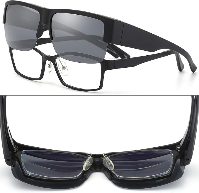 CAXMAN Fit Over Glasses Sunglasses for Men & Women Polarized Lens 100% UV Protection