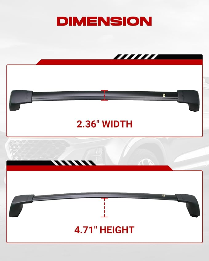HEKA Roof Rack Cross Bars for 2019 2020 2021 2022 2023 Santa Fe Anti-Theft Aluminum Lockable Cargo Bar Crossbars Surfboards Kayaks Canoe Luggage with Side Rails