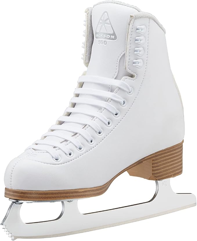 Jackson Classic Model 500/501 White Figure Ice Skates for Women and Girls Bundle with Skate Guards Just Launched 2023