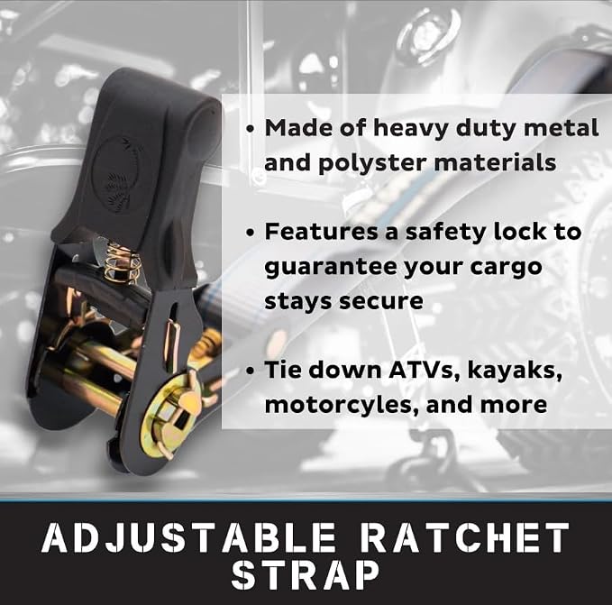 Tie Down 1 inch x 15 ft Grey Ratchet Strap, 4-Pack Kit - 2200 lbs. Breaking Load Limit