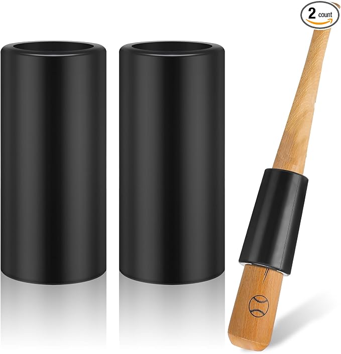 WinnerWhy 2 Pcs Baseball Bat Weight Sleeve 24 oz Black Baseball Batting Donut Training Aid, Adjustable Bat Weight for Youth Overload Swing Training