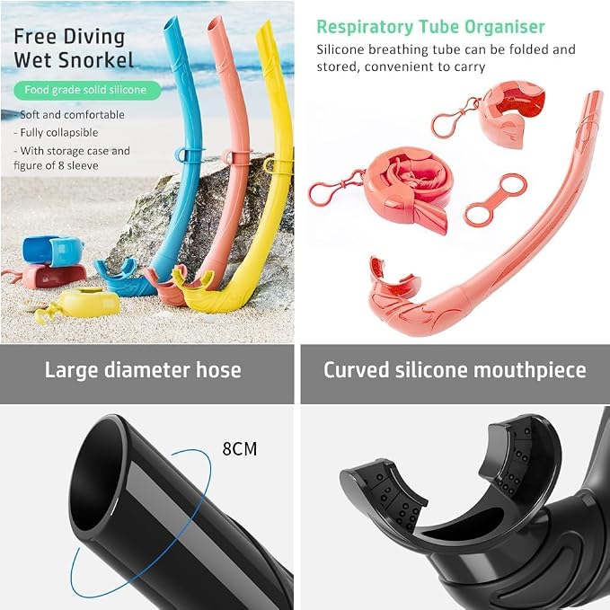 2 Sets Snorkeling Gear for Adults, Snorkel Set Adult Panoramic View, Anti-Leak Anti-Fog Scuba Diving Mask with Mesh Bag, for Portable Professional Diving Snorkeling Set
