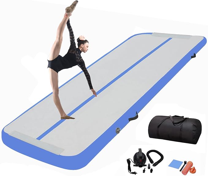 DAIRTRACK Inflatable Gymnastics Air Mat 10ft/13ft/16ft/20ft Tumble Track Tumbling Mats for Home Use/Gym/Training/Cheerleading/Yoga/Water