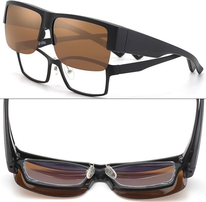 CAXMAN Fit Over Glasses Sunglasses for Men & Women Polarized Lens 100% UV Protection