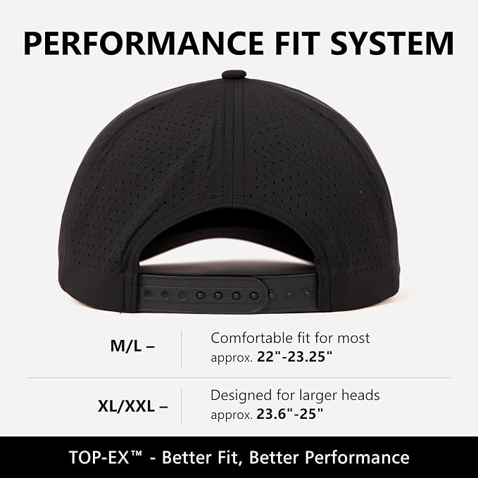 TOP-EX Performance Baseball Hat for Men Water Resistant Golf Cap Running Cooling Snapback Laser Perforated