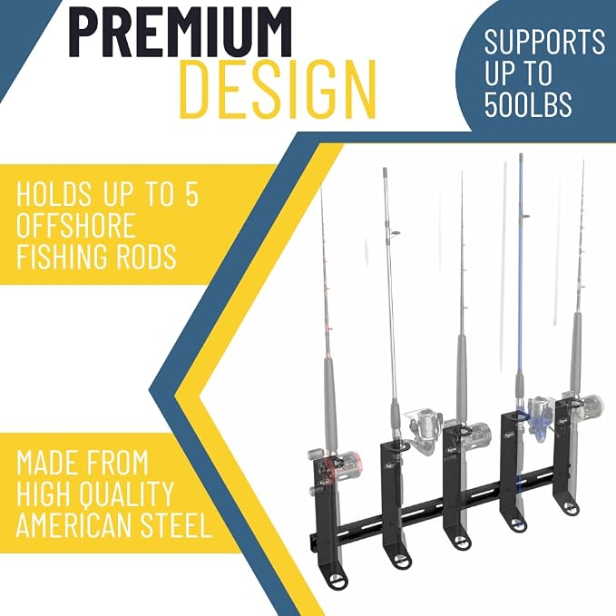 Koova Wall Mount Fishing Rod Holders & Reel Storage | Sturdy Fishing Pole Holders | Steel Rack Fishing Organizers and Storager