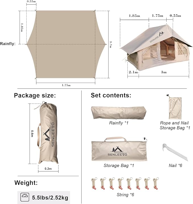 9.8' x 7' Camping Tarp for 4/6 People, 4 Season UV Protection,PU 3000mm Waterproof, Multifunctinal Ultralight Shelter Awning Sunshade Cloth, Portable for Traveling Backpacking Outdoors