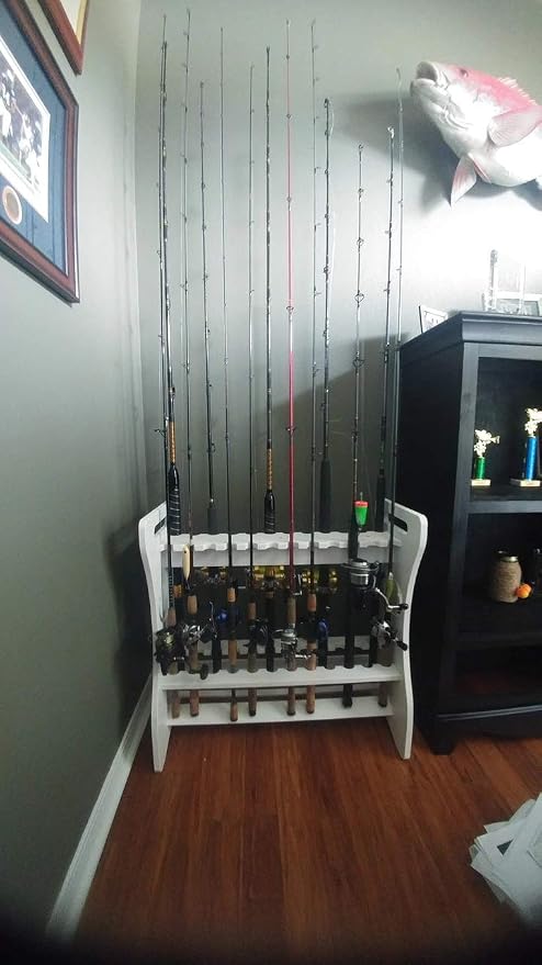 StoreYourBoard Marlin Fishing Rod Rack for Garage & Dock | Freestanding Fishing Pole Holders for Garage Holds Up to 24 Rods & Reels | Washable Weather-Resistant PVC Fishing Rod Storage Organizer