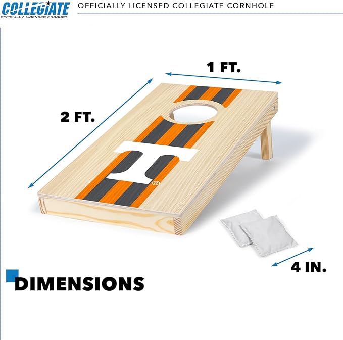 Wild Sports College Portable Size 1' x 2' Solid Wood Cornhole Set with Direct Print HD Team Graphics – Travel Size