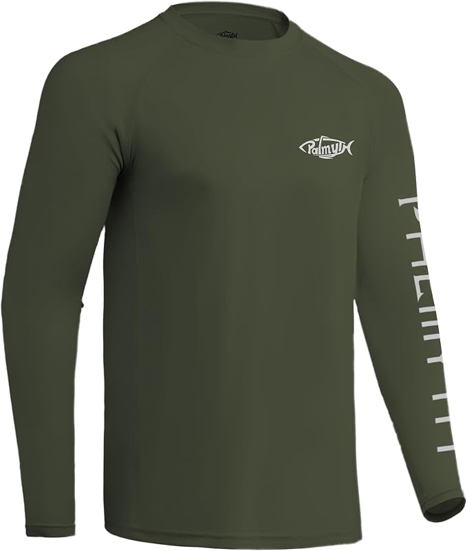 Palmyth Fishing Shirts for Men Long Sleeve UPF 50+ T Shirt Sun Protection | Quick Dry, Sun Protection, Myth-Cool Fabric, Fish Print, Moisture Wicking, Stretchy, Breathable, Fishing,Boating,Outdoor Wear