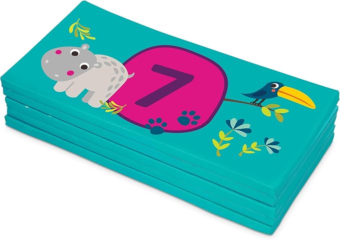 B. toys – Tumbling Mat – Gymnastics Play Surface for Kids – Numbers, Animals, Hopscotch Game – Folding Gym Mat – 3+ Years – Hop-n-Count