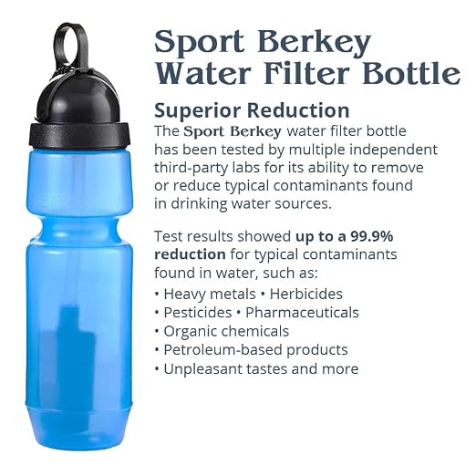 Sport Berkey Water Filter Bottle Ideal for Off-Grid, Emergencies, Hiking, Camping, Traveling and Everyday Use at Home, Work or School