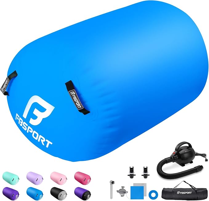 FBSPORT Air Roller Gymnastics Barrel, Inflatable Gymnastics Air Roller Inflatable Air Gymnastics Mat for Yoga Cheerleading Training Home Outdoor Indoor Use