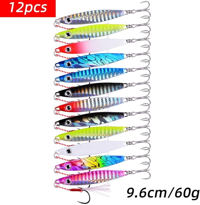 Aorace Jigging Lure Lead Fish Metal Jig Fishing Lure Paillette Knife Artificial Hard Bait Laser Body