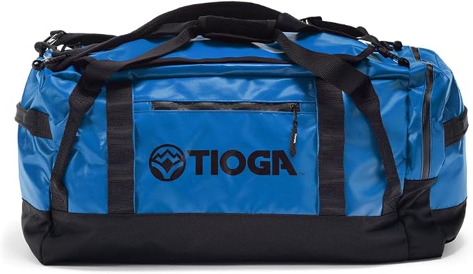TIOGA Venture Outdoor Duffel Bag with Backpack Straps, Weather Resistant, Rugged Construction, Gear Hauling for Outdoor Adventures, Medium / 50L, Blue