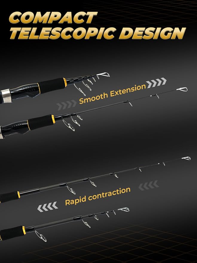 Jenseits 7FT Fishing Rod，Telescopic & 4-Piece Fishing Pole, Spin & Cast | 24T Carbon Fiber, Comfortable EVA Handle, Ceramic Guides, Bass, Trout, Catfish, Freshwater & Inshore，Fishing Gift for Men