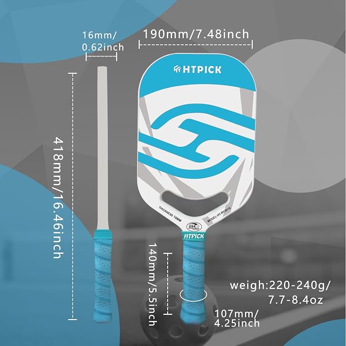 Pickleball Paddles | T700 Carbon Fiber Pickleball Paddle with Aero Throat | Hot-Press Moulding | 16mm Polymer Core | Specifically Engineered for Swing Speed and Manoeuvrability