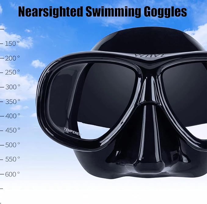 Nearsighted Snorkeling Gear for Adults Youth, Professional Full Dry Top Silicone Snorkel Set, Anti-Fog Scuba Diving Mask with Adjustable Strap