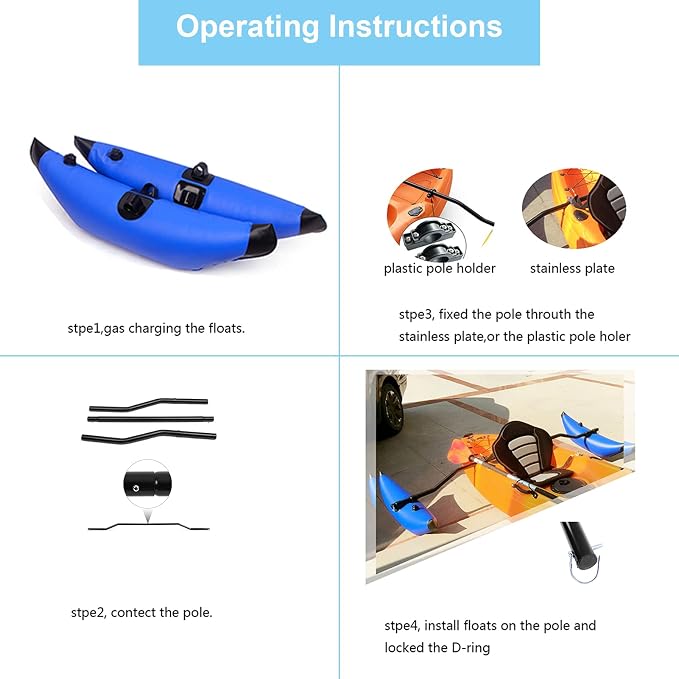 PVC Inflatable Kayak Outrigger Float Portable Higher Stability Balancing Canoe Outrigger Kit Balancing Boat Accessory