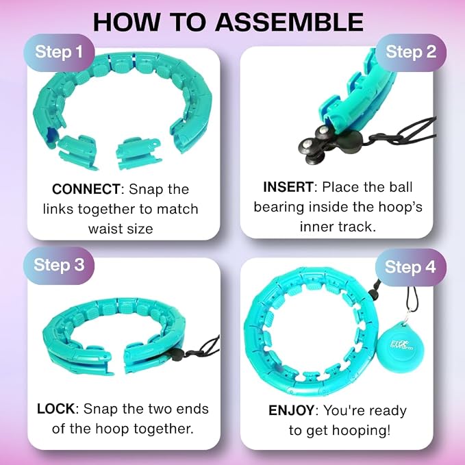 FIT ON FORM Infinity Weighted Hula Hoop for Adults Weight Loss, Smart Exercise Hola Circle Hoop for Women Abs Workout