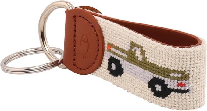 Leather Hand-Stitched Needlepoint Key Fob or Key Chain
