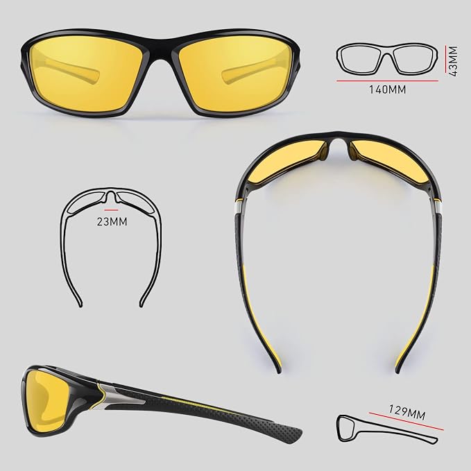 WEAROYO Polarized Sports Sunglasses for Men Women,Fishing Driving Rectangular Goggles UV400 Protection