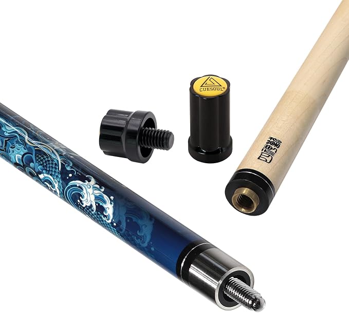 CUESOUL 19oz Pool Cue with Black case,13mm Tip,58inches Mythological Symbols Pattern 4 Styles