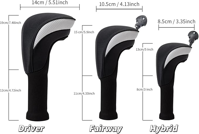Wood Headcover Golf Club Covers Driver Headcovers Nylon Head Covers Designed to Fit All Woods - 3/4/5/6 Pack/Set Golf Accessories Suitable for Men and Women