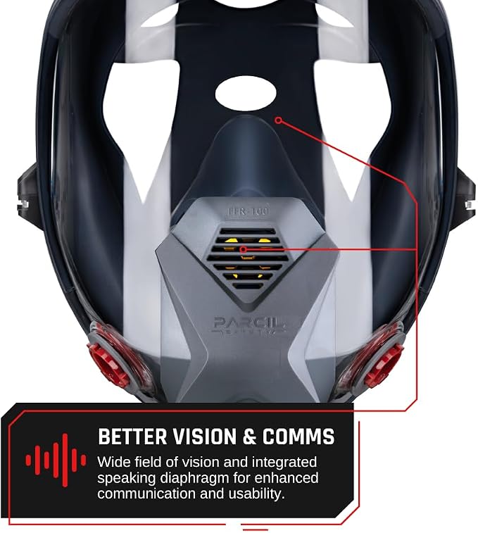 Parcil Distribution Full Face Respirator Mask with Filters – Durable Full Face Respirator Mask, Bayonet Filter Compatible