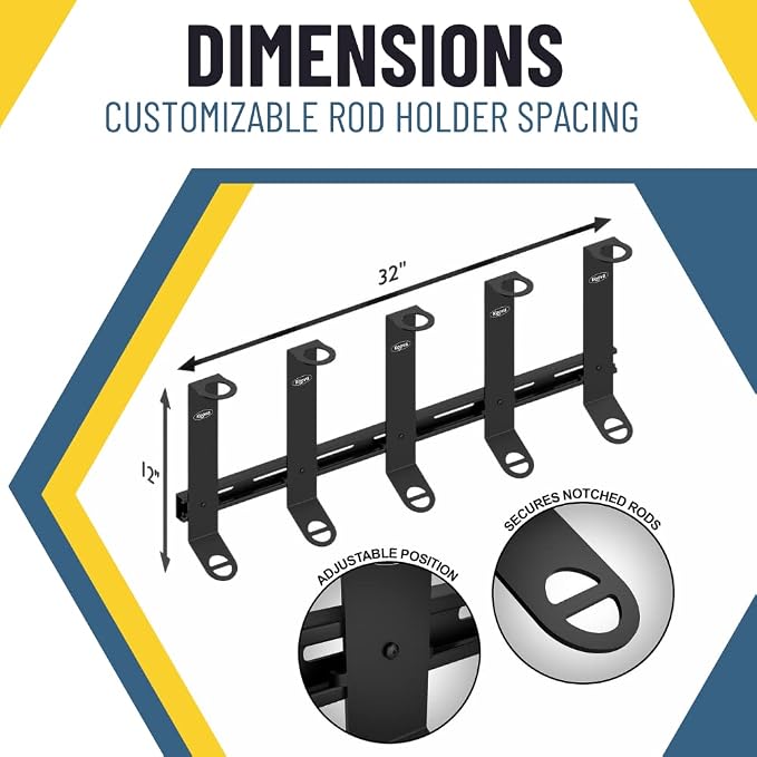 Koova Wall Mount Fishing Rod Holders & Reel Storage | Sturdy Fishing Pole Holders | Steel Rack Fishing Organizers and Storager