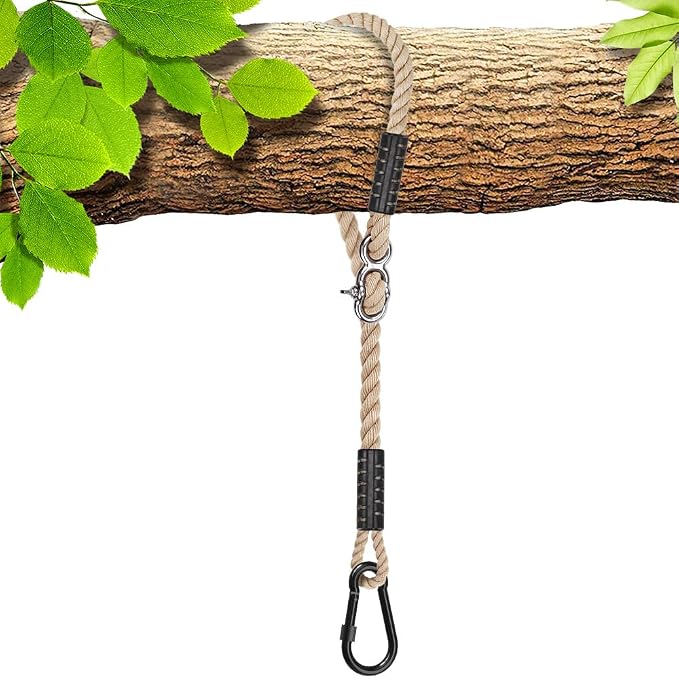 SELEWARE Tree Swing Rope Hammock Tree Straps Hanging Kit, Adjustable Rope Fast & Easy to Hang Hammock Chair Swing for Indoor Outdoor Tree Branch Camping Playground Accessories (Beige, 10ft, 1 Pack)