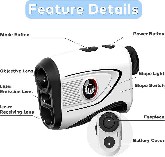 Golf Rangefinder with Slope and Magnetic, 1200/1500 Yards Range Finder Golf, 7X Magnification Flag Lock Vibration, Rechargeable Distance Measurement Device for Golfing Accessories