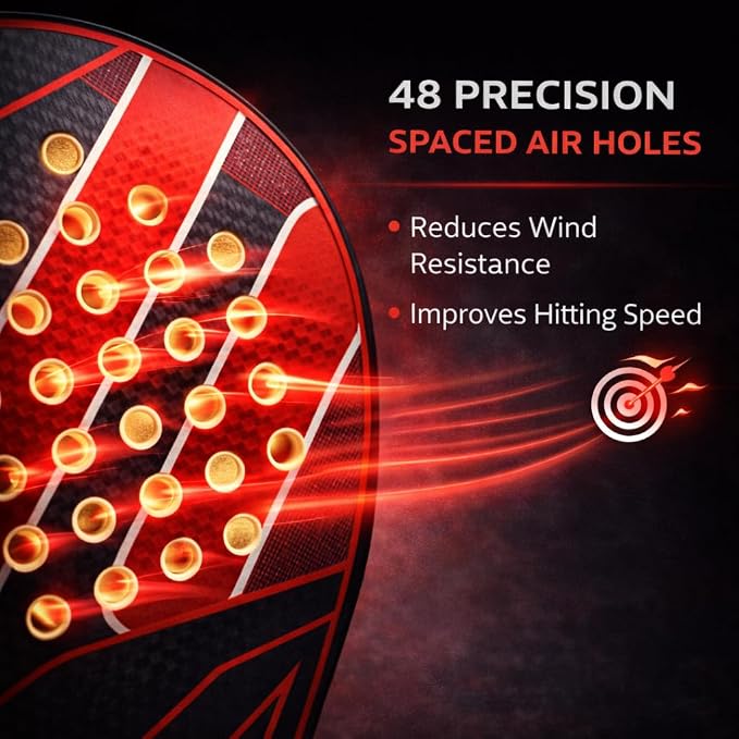 Padel Racket for Adults, Carbon Fiber Frame & Fiberglass Face, Lightweight Power & Control Paddle, Anti-Slip Grip for Training & Match Play Pala Padel Raqueta