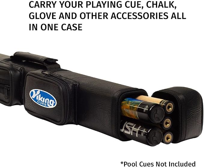 Viking Valhalla Hard Pool Cue Case, Hard Pool Stick Case with Shoulder Strap, Vinyl Shell and Felt Interior, Billiard Cue Case, Pool Cue Holder, Pool Table Accessories, Billiards Equipment