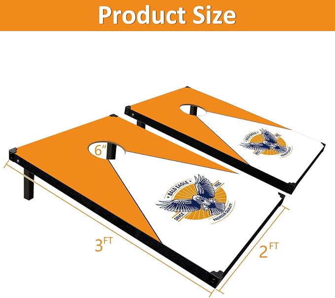 Cornhole Board Set, 3'x2' Cornhole Set, Corn Hole Boards Set, Lightweight Corn Hole Set Includes 2 Cornhole Boards, 8 Cornhole Bean Bags & Carry Case for Outdoor Games