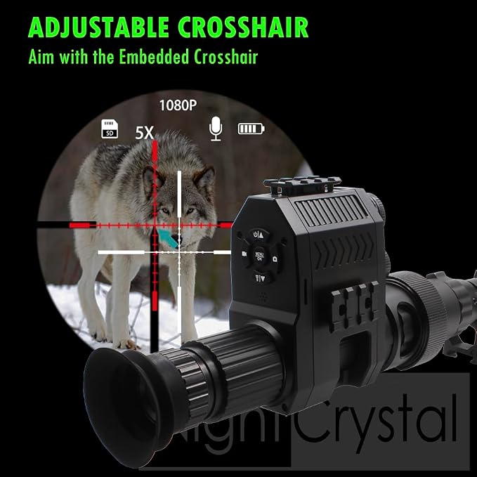 Megaorei M4A M4C 1080p HD Hunting Digital Infrared Night Vision for Scope Monocular Attachment Camcorder with Built-in 850nm Infrared IR Flashlight (with 32G MicroSD Card, Without Battery)