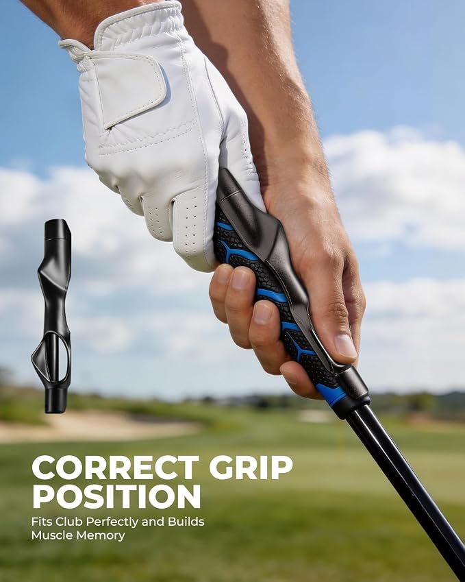 Complete Golf Accessories Set - Golf Grip Trainer, Golf Swing Trainer Arm Band, Golf Hitting Mat and Golf Ball Marker Kit, Golf Training Aid for Improving Swing Technique for Home & Outdoor Practice