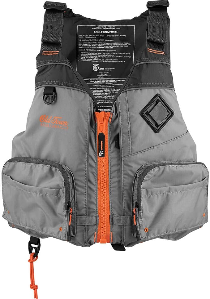 Old Town Treble Angler Sportsman Personal Flotation Device, One Size, Silver | swim-vests